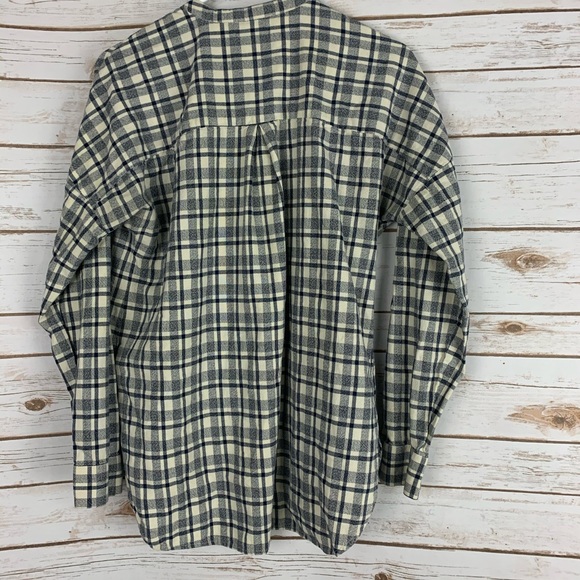 Madewell Medium Plaid Top Button Front blue white - Picture 7 of 7